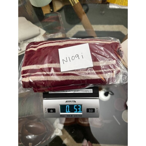 Live The Moment Striped V-Neck Sweater Burgundy Beige Sz Small Pullover Knitted - Picture 5 of 5